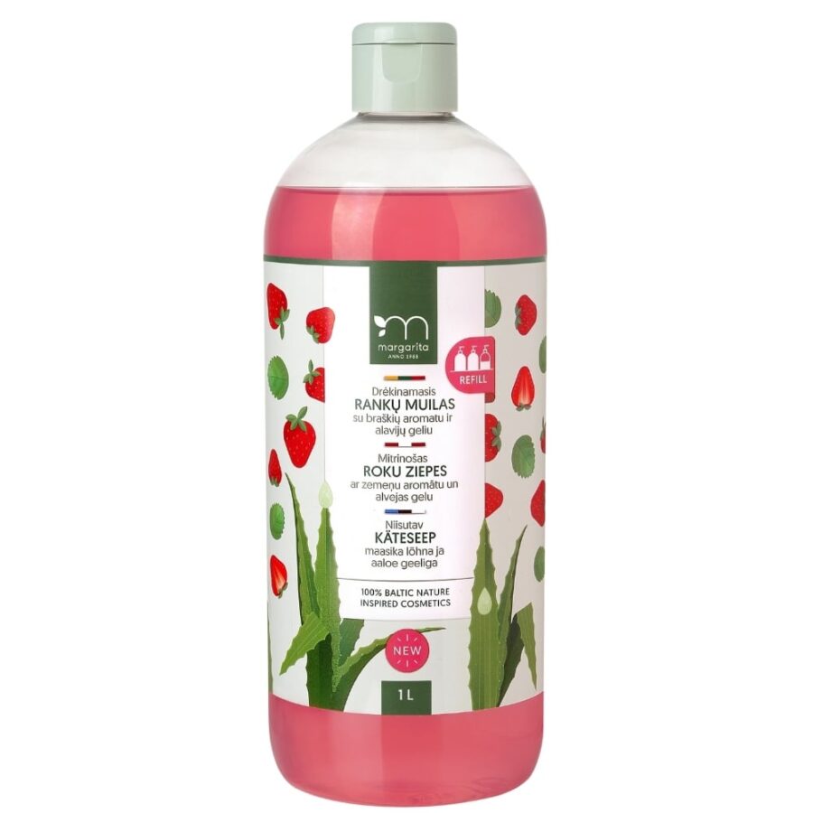 MARGARITA Moisturising hand soap with strawberry aroma and aloe vera gel REFILL 1L