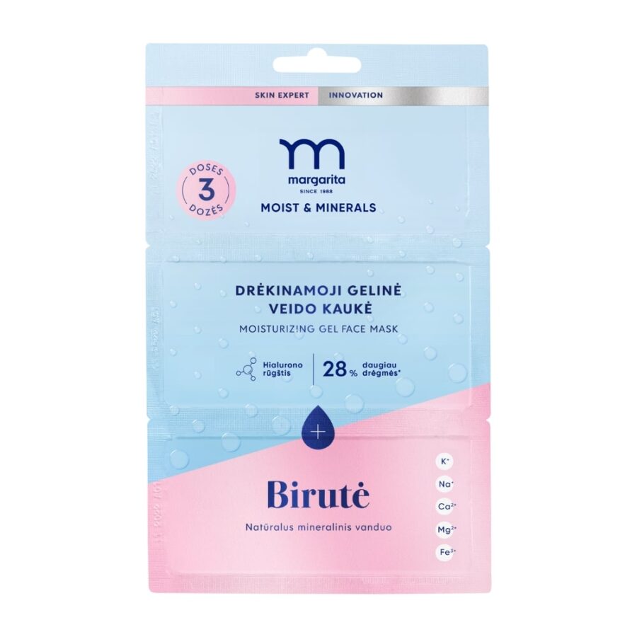 MARGARITA MOIST & MINERALS moisturizing gel face mask with mineral water "Birute" 3x7g