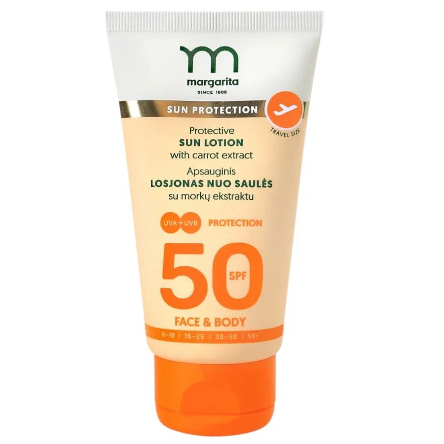 MARGARITA Apsauginis losjonas nuo saulės su morkų ekstraktu SPF50, 50 ml