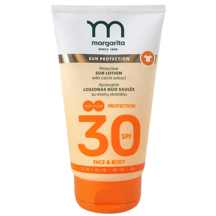 MARGARITA Apsauginis losjonas nuo saulės su morkų ekstraktu SPF30, 150 ml