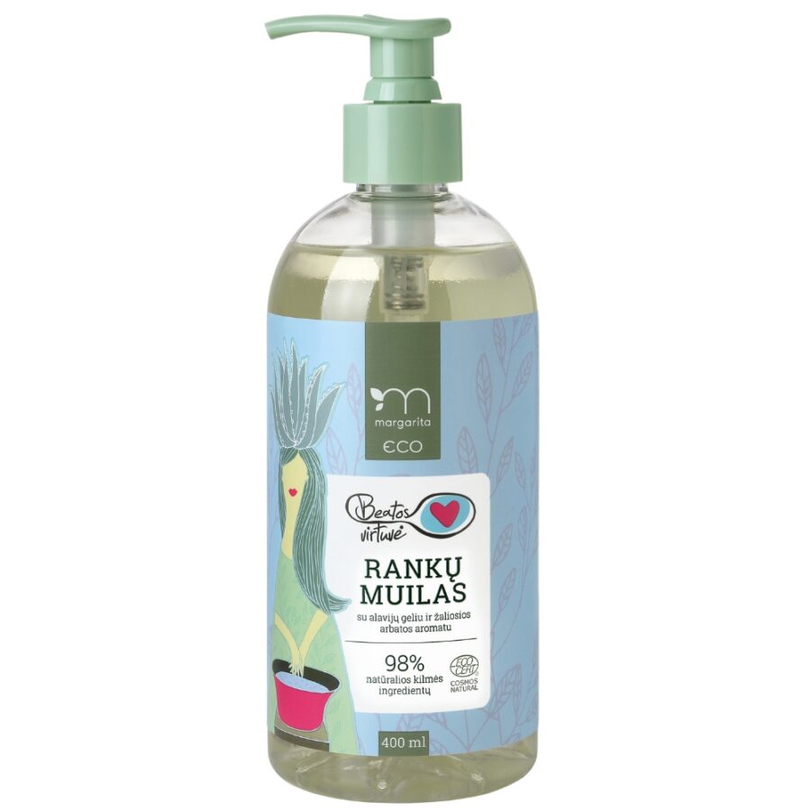 MARGARITA ECO COSMOS NATURAL BEATOS VIRTUVĖ Rankų muilas su alavijų geliu ir žaliosios arbatos aromatu 400ml