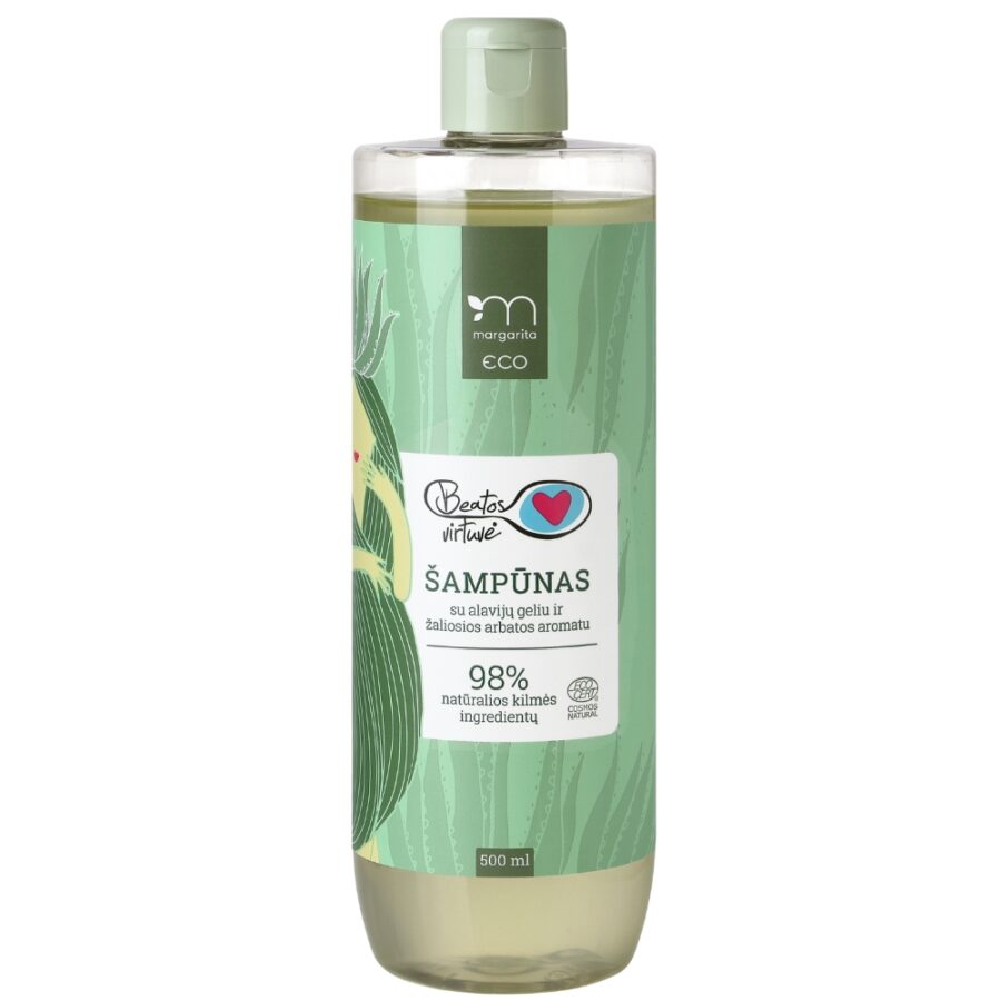 MARGARITA ECO COSMOS NATURAL  BEATOS VIRTUVĖ Šampūnas su alavijų geliu ir žaliosios arbatos aromatu 500ml