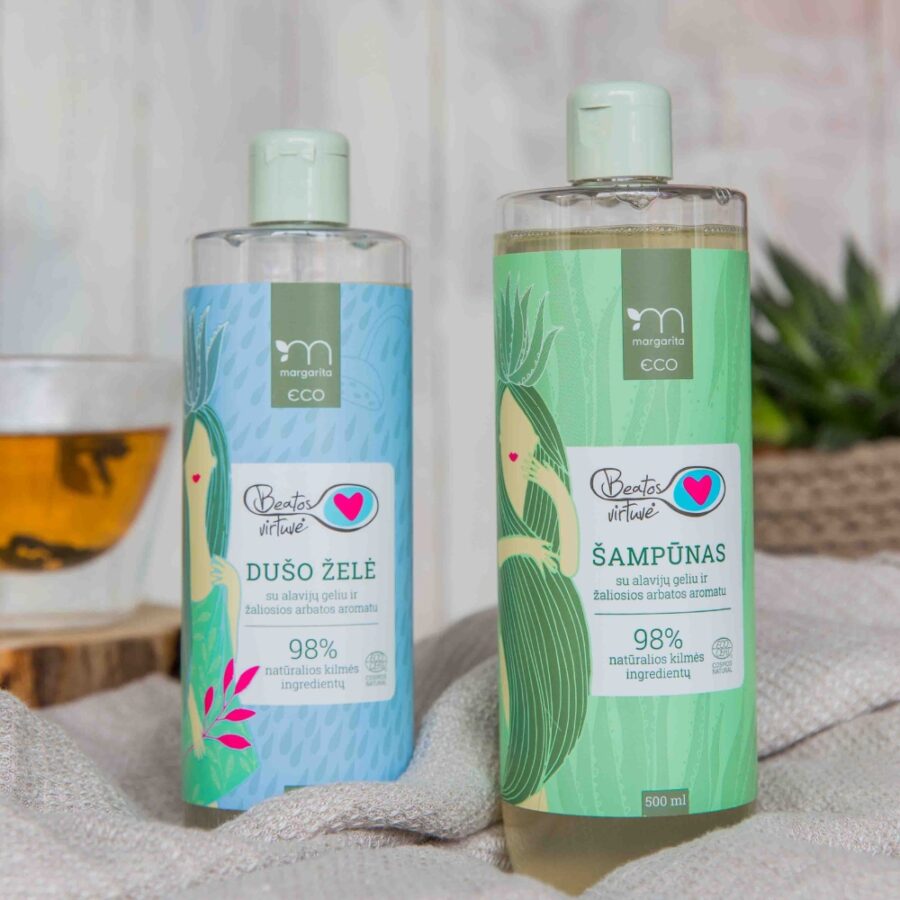 MARGARITA ECO COSMOS NATURAL BEATOS VIRTUVĖ Dušo želė su alavijų geliu ir žaliosios arbatos aromatu 400ml - Image 2